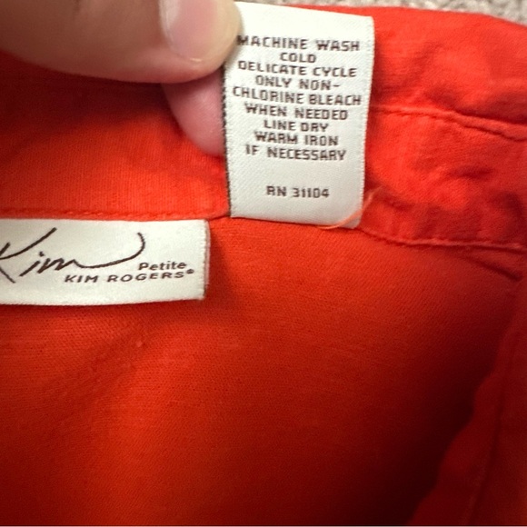 Women’s Orange Button Up Dress Size Petite 8 - Picture 8 of 8
